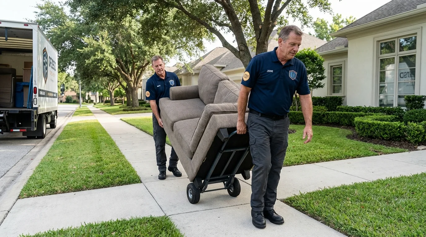 Local residential moving crew loading furniture in Huntsville, AR