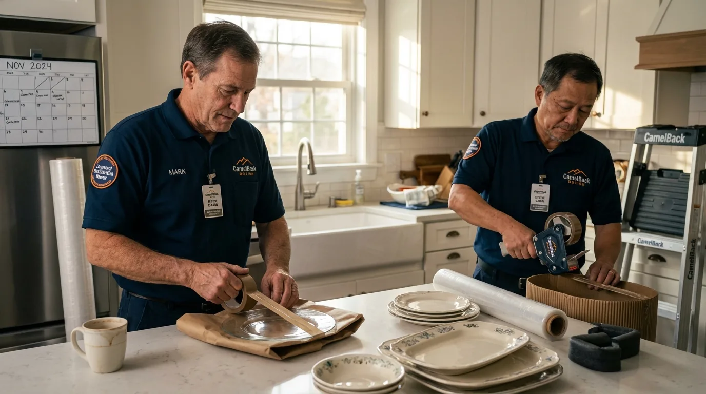 Professional crew packing kitchen dishware in Huntsville, AR